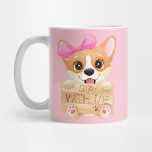 Cute little corgi holding a signboard tshirt Mug